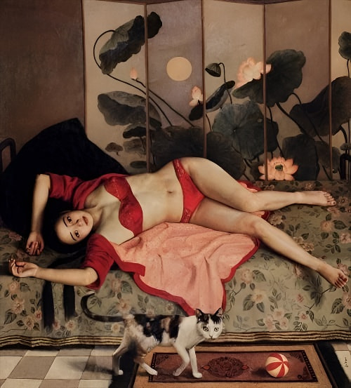 杨飞云油画《静物前的姑娘》6