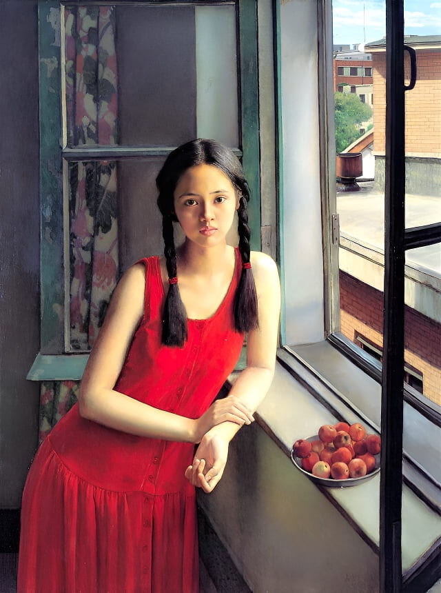 杨飞云油画《静物前的姑娘》11