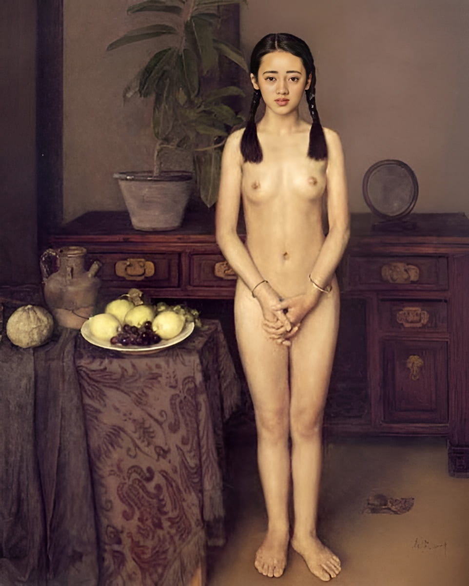 杨飞云油画《静物前的姑娘》7