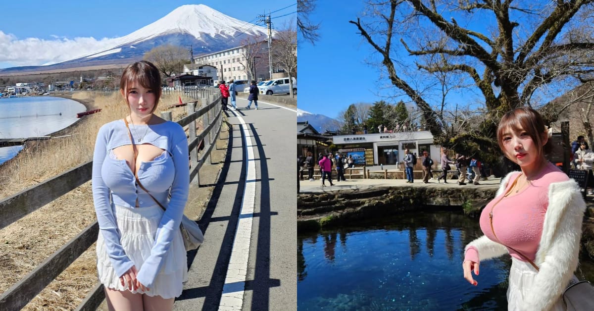 韩国网红Velvet在富士山下拍摄爆乳照