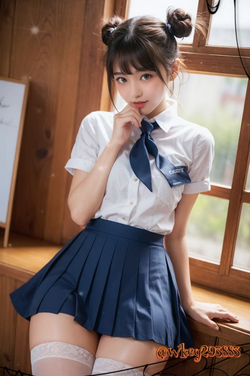 校园少女侧脸微笑，清新脱俗