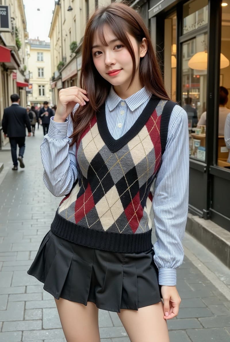 身穿校服的少女，眼神灵动