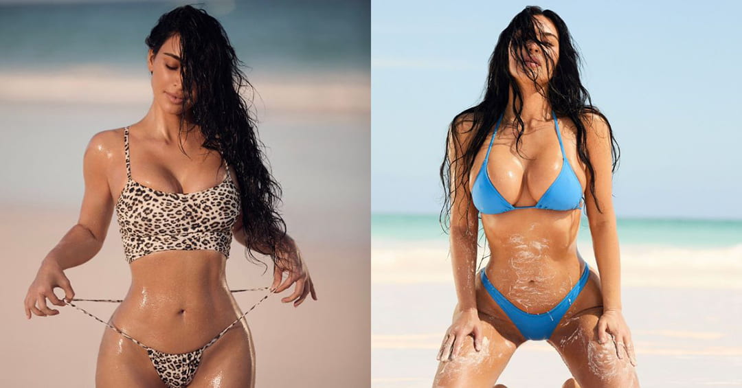 金卡戴珊身穿SKIMS泳装,展现完美身材