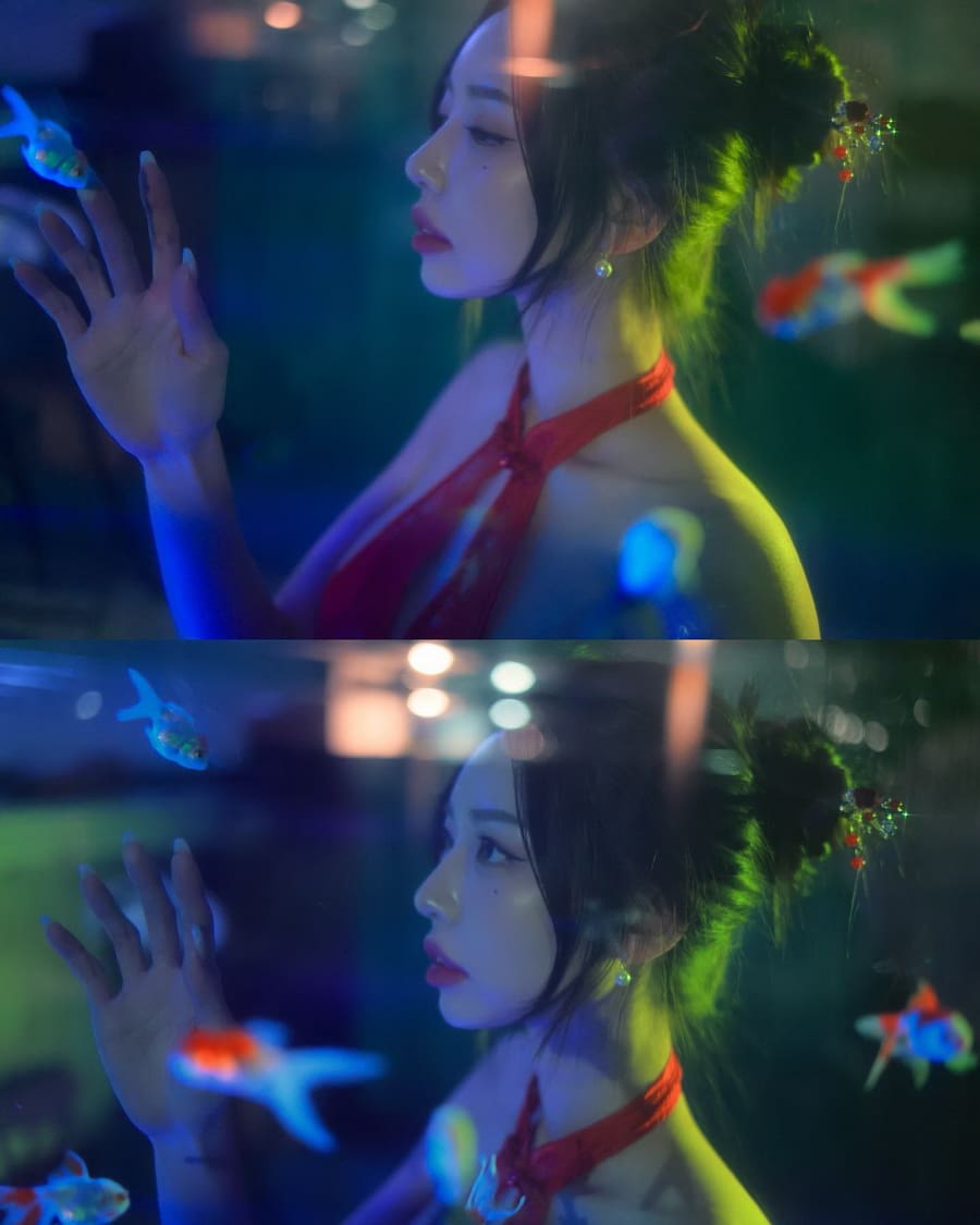 色红服装搭配时尚造型，展现火辣身材