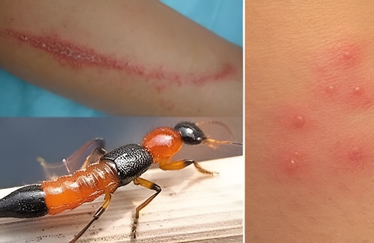 隐翅虫毒液接触皮肤后形成水泡