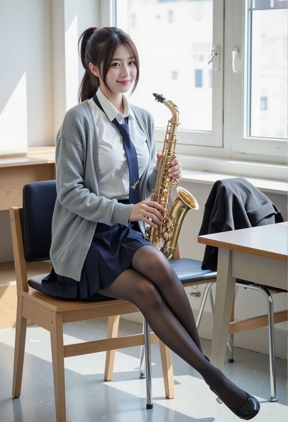 性感黑丝袜与学生装搭配,尺显优雅气质