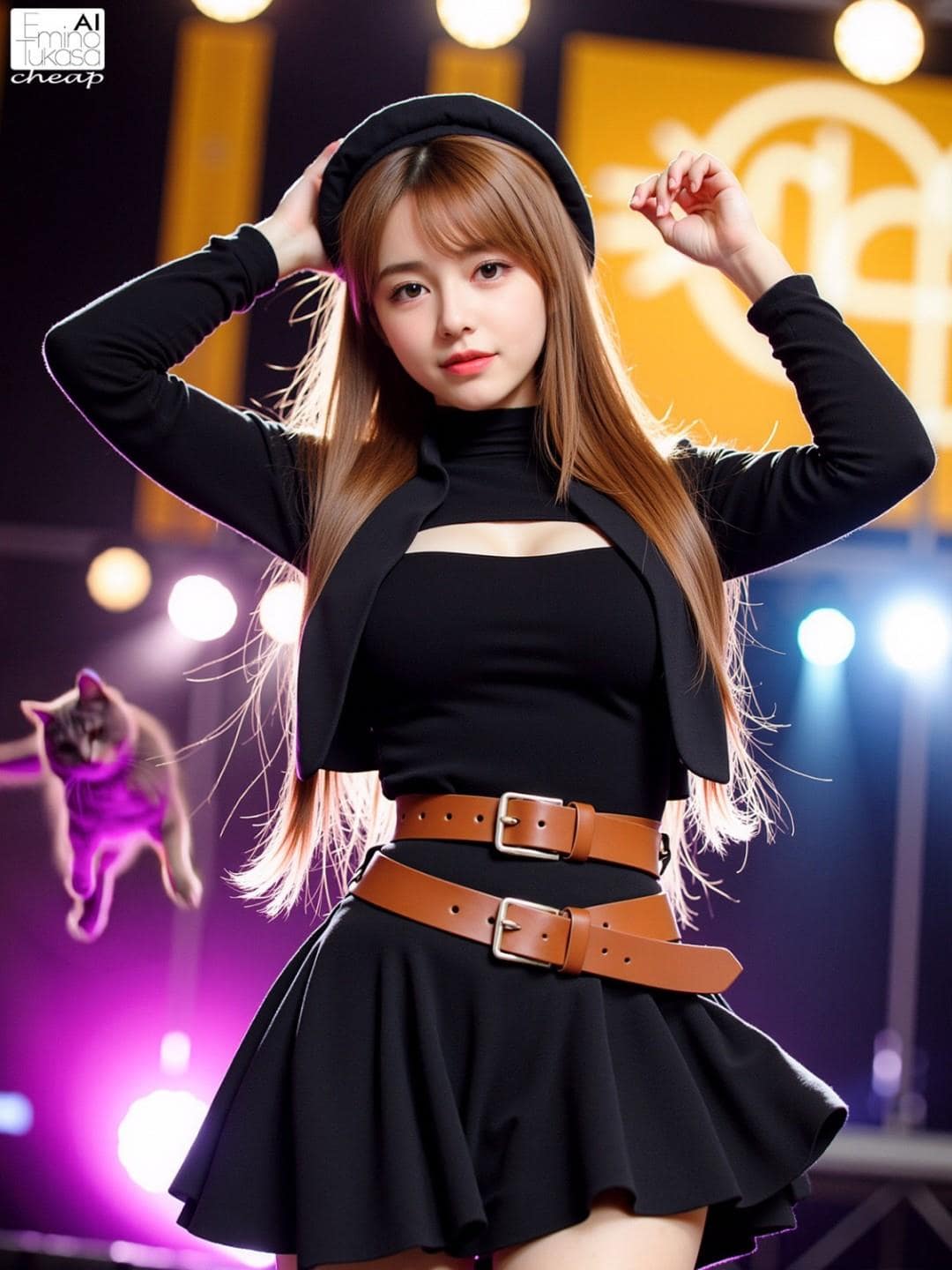 AI绘制的美少女,美丽的微笑与优雅姿势