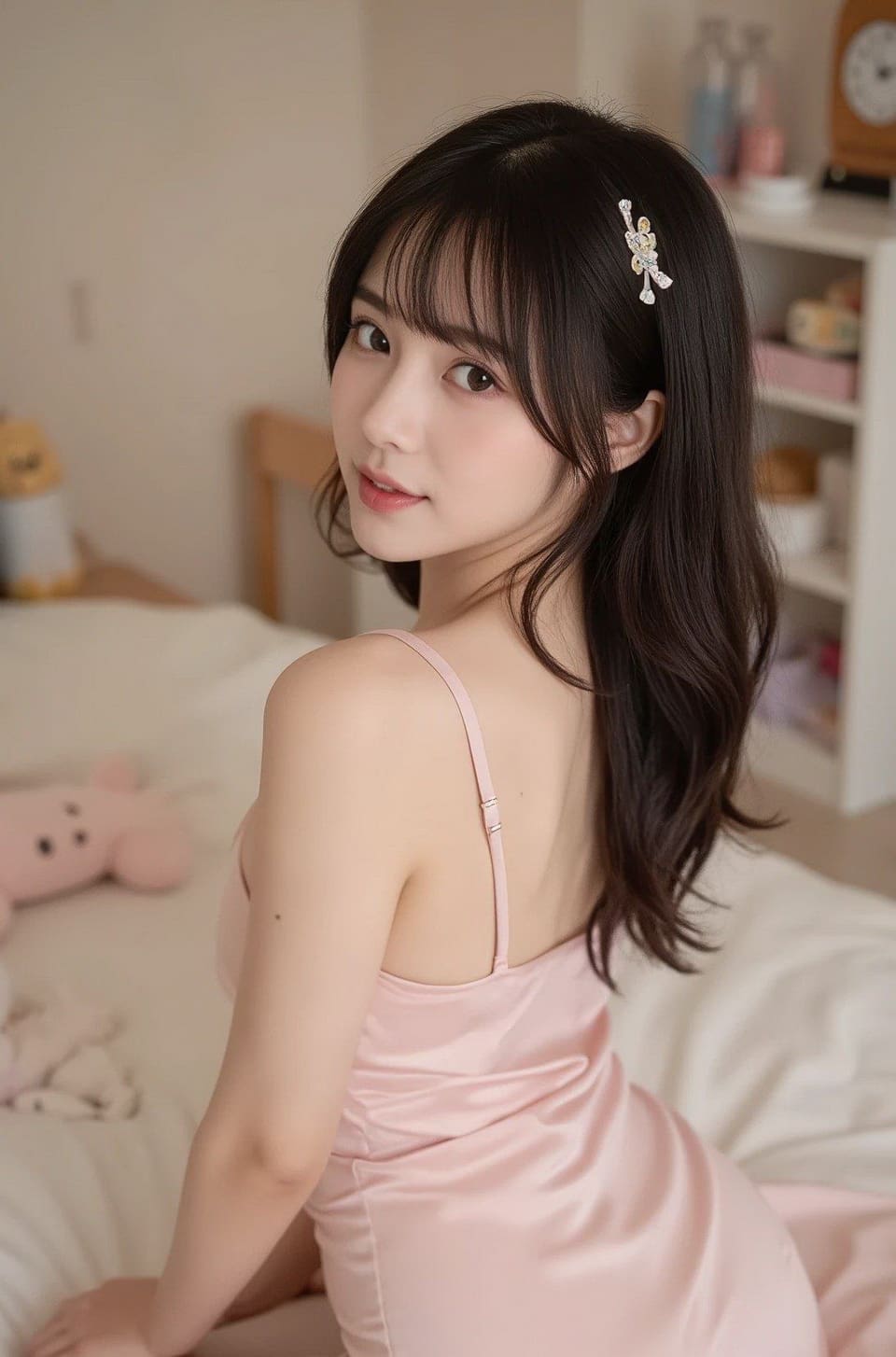 柔光中AI美少女眼神清澈灵动