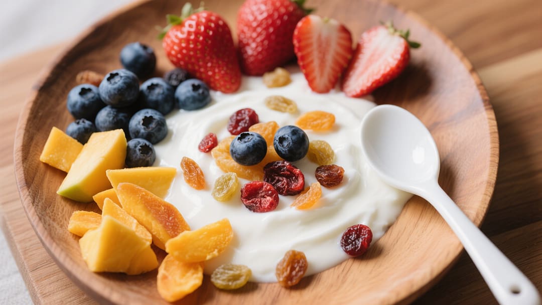 天然水果干搭配酸奶,是轻食选择之一