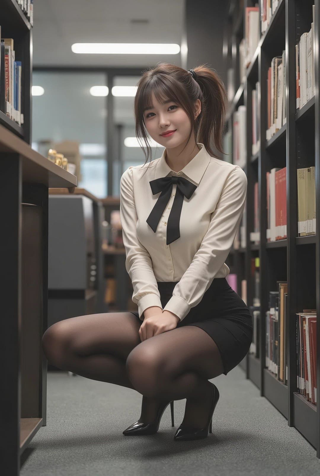 黑丝侧身造型更显曲线优雅