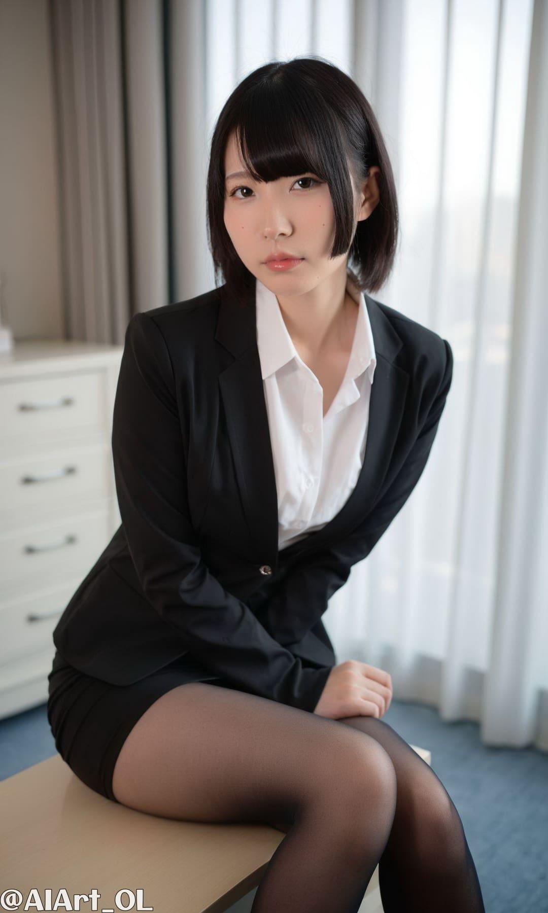 黑丝搭配迷你裙别具优雅