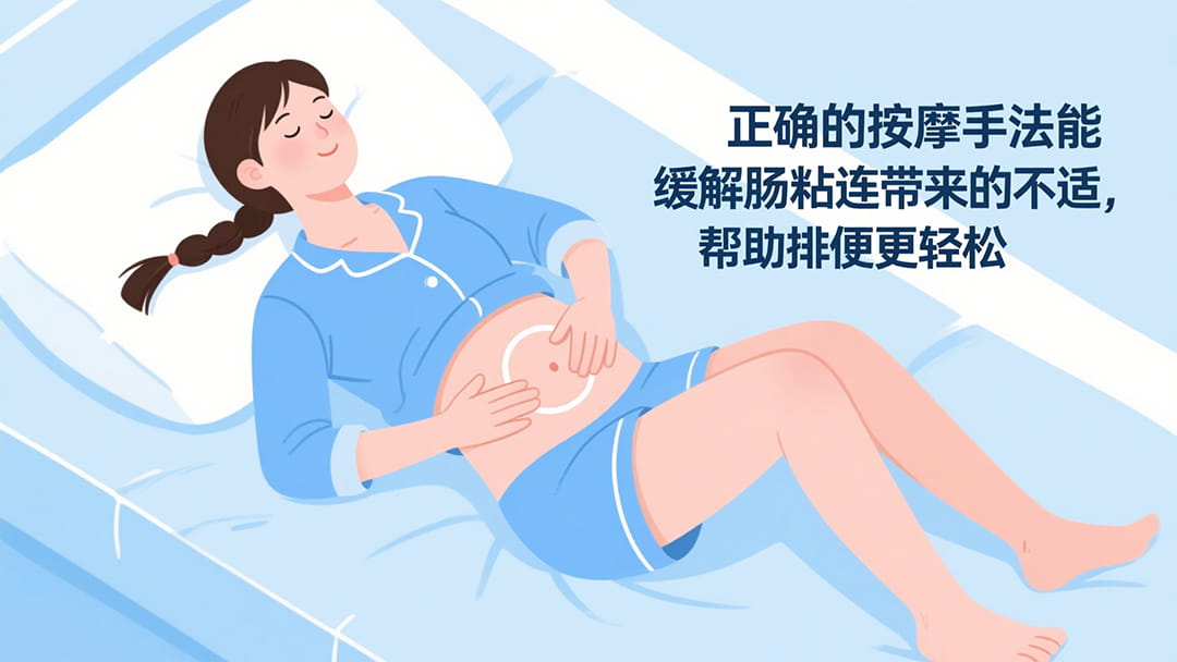 女性按摩腹部缓解便秘