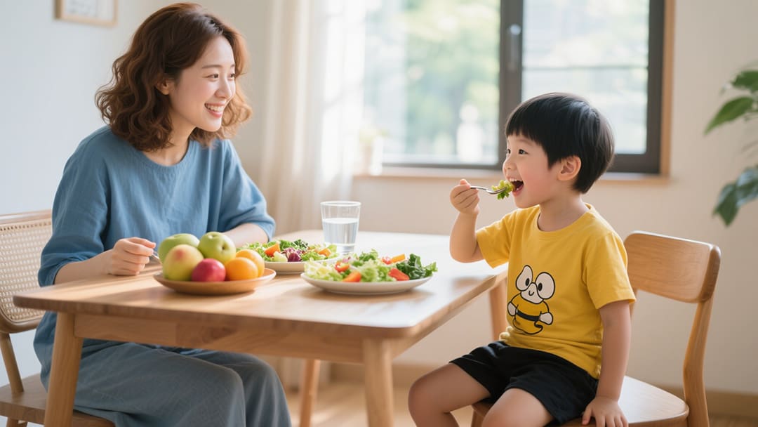 家长帮助孩子改善便秘的温馨场景