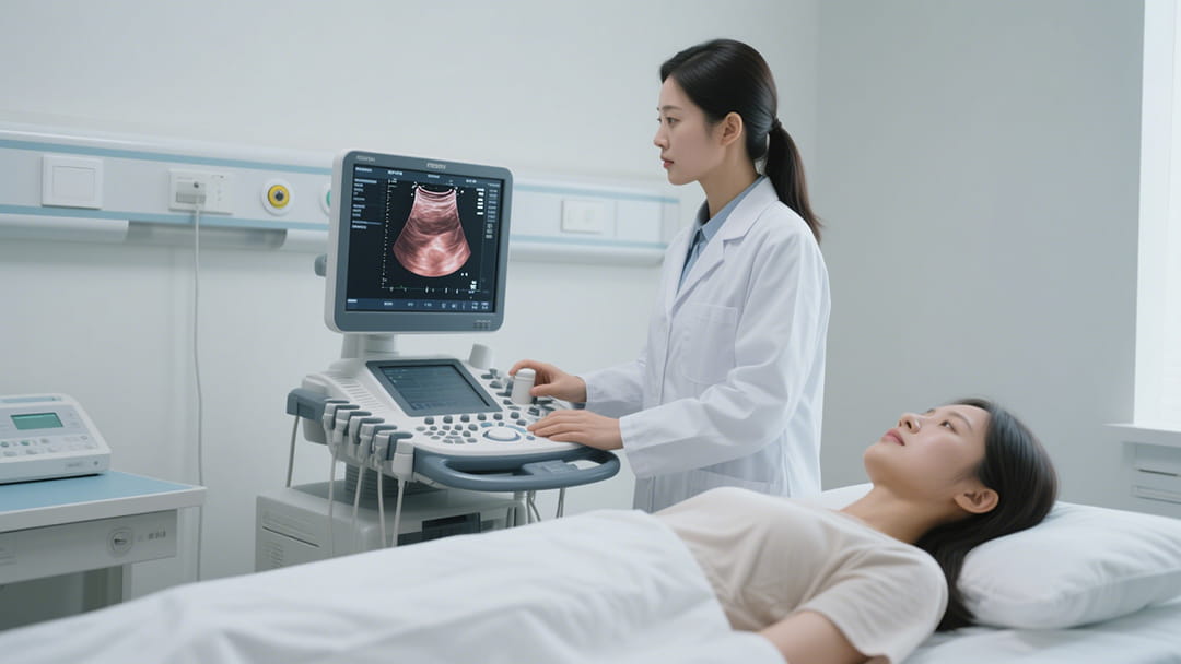 女性盆腔彩超检查示意图