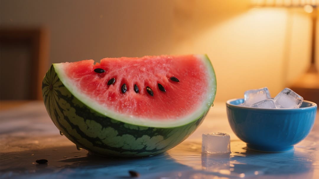 心脏病患者适量食用西瓜示意