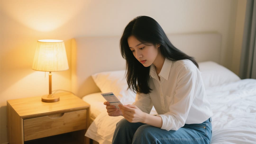 女性查看避孕药说明书